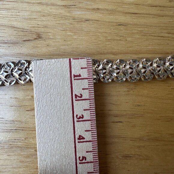 VTG Sterling Silver Link Bracelet Art Deco Style Sz 7.5 Diamond Cut Ornate 31.4g - Picture 12 of 13
